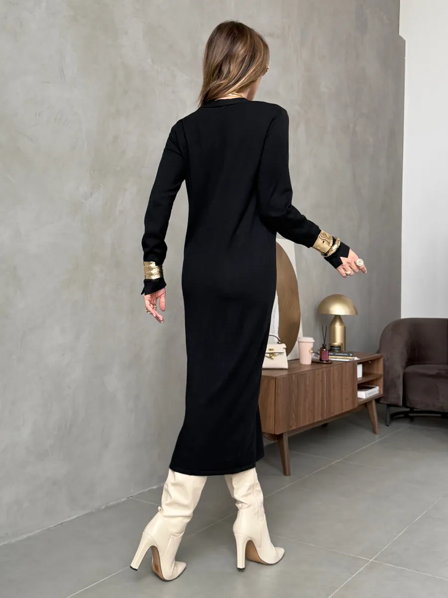 Черное платье осеннее трикотажное