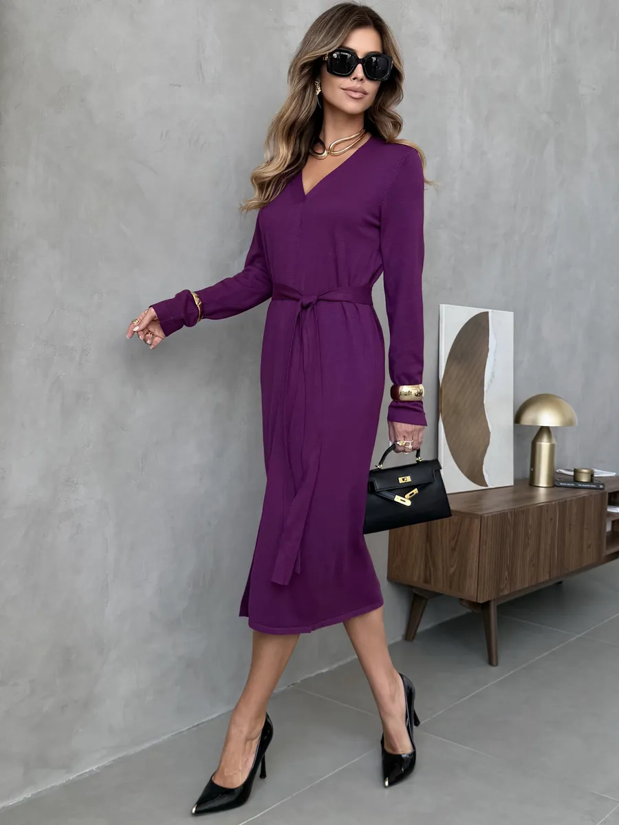 Бордовое платье осеннее трикотажное