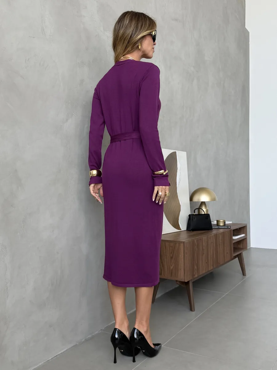 Бордовое платье осеннее трикотажное