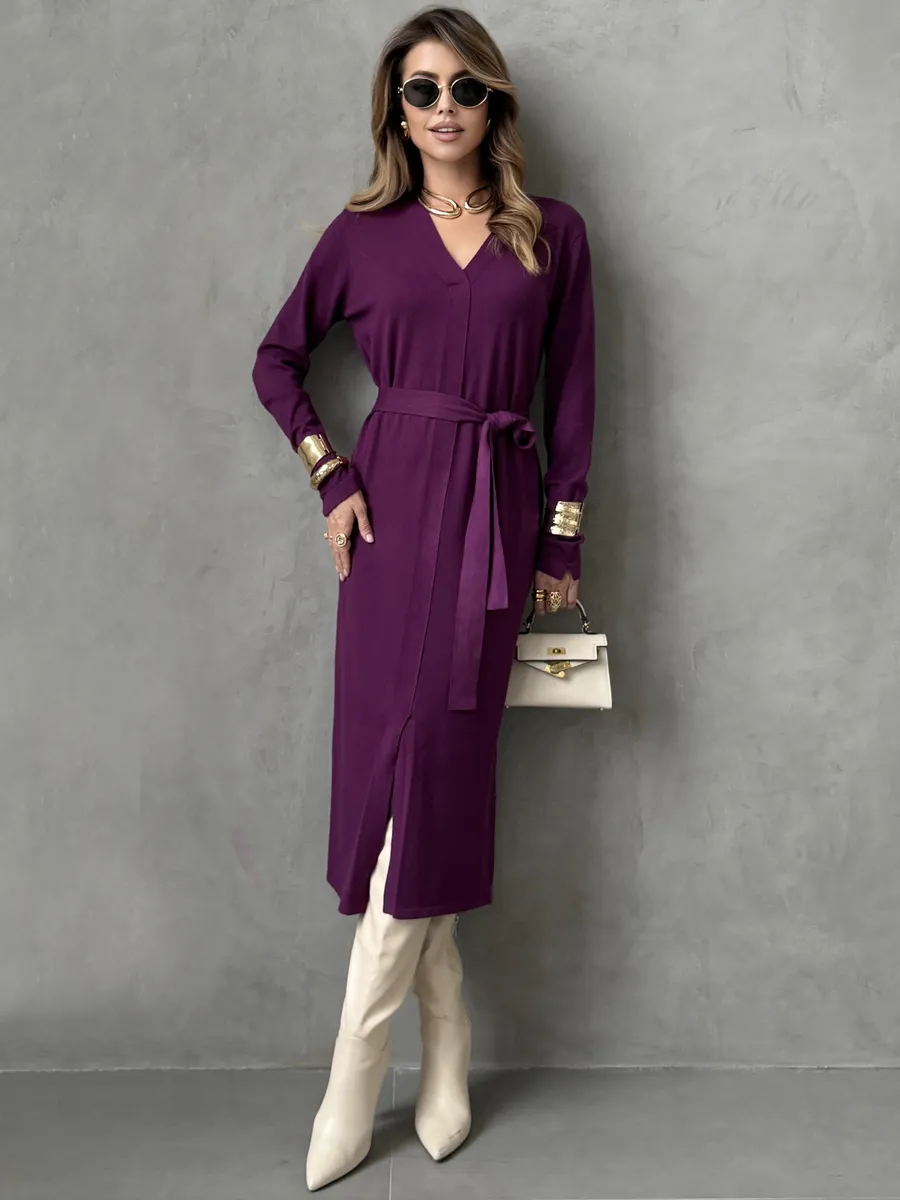 Бордовое платье осеннее трикотажное