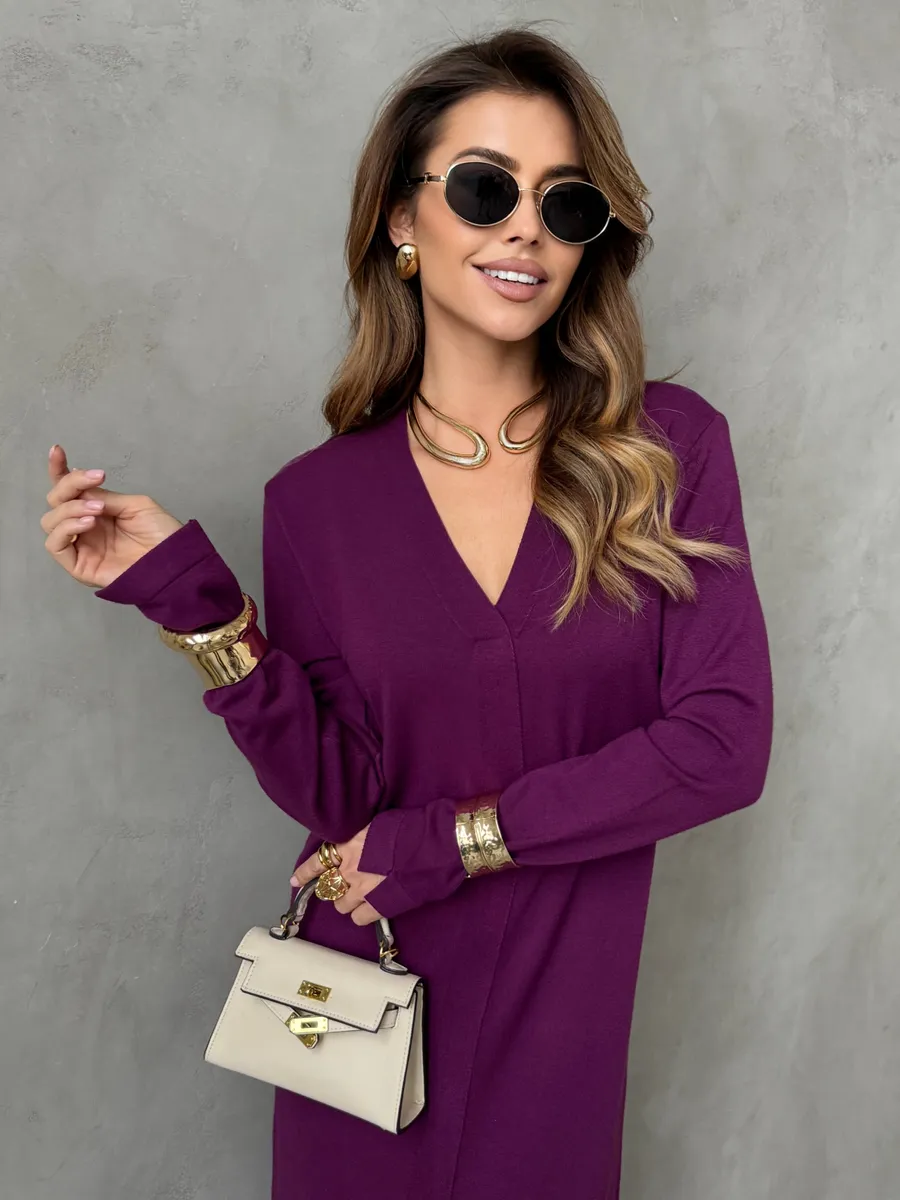 Бордовое платье осеннее трикотажное