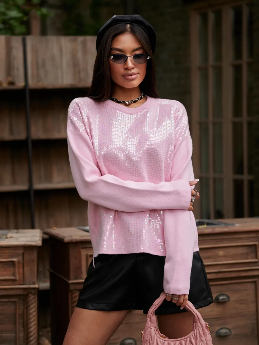 Розовая кофта нарядная оверсайз осень