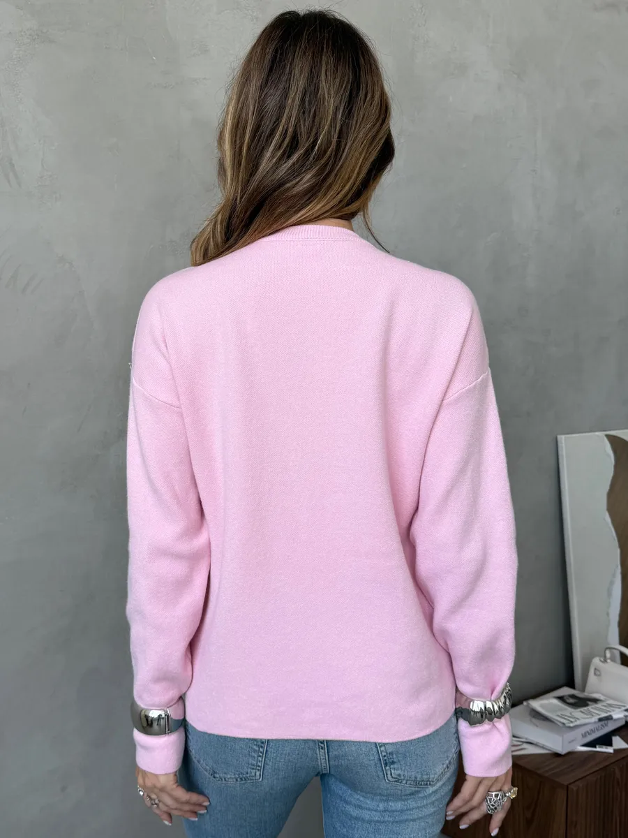 Розовая кофта нарядная оверсайз осень