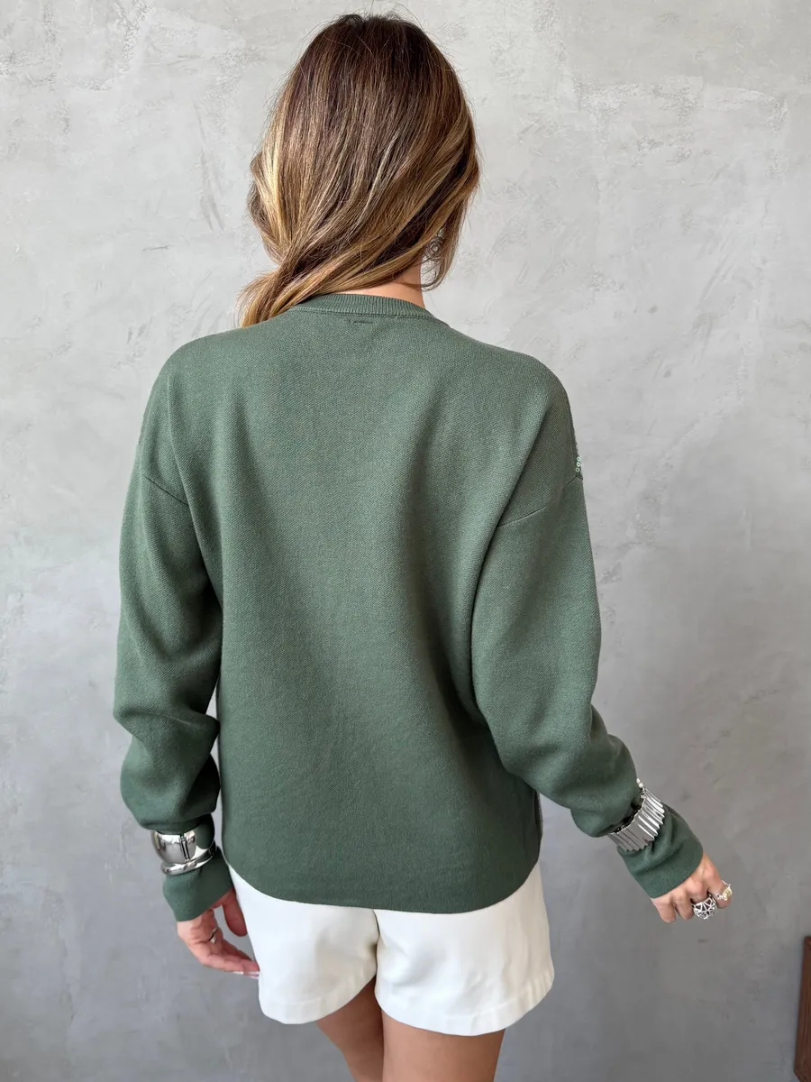 Зеленая кофта нарядная оверсайз осень