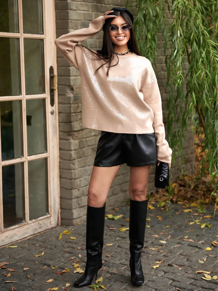 Капучино кофта нарядная оверсайз осень