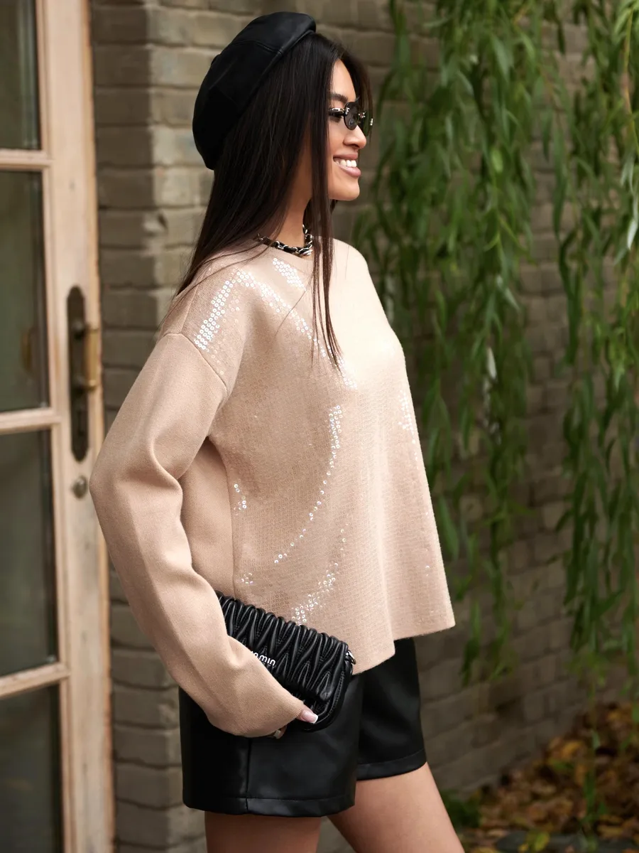 Капучино кофта нарядная оверсайз осень