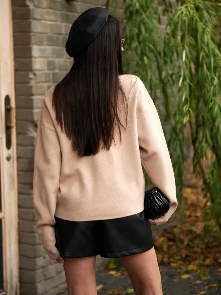 Капучино кофта нарядная оверсайз осень