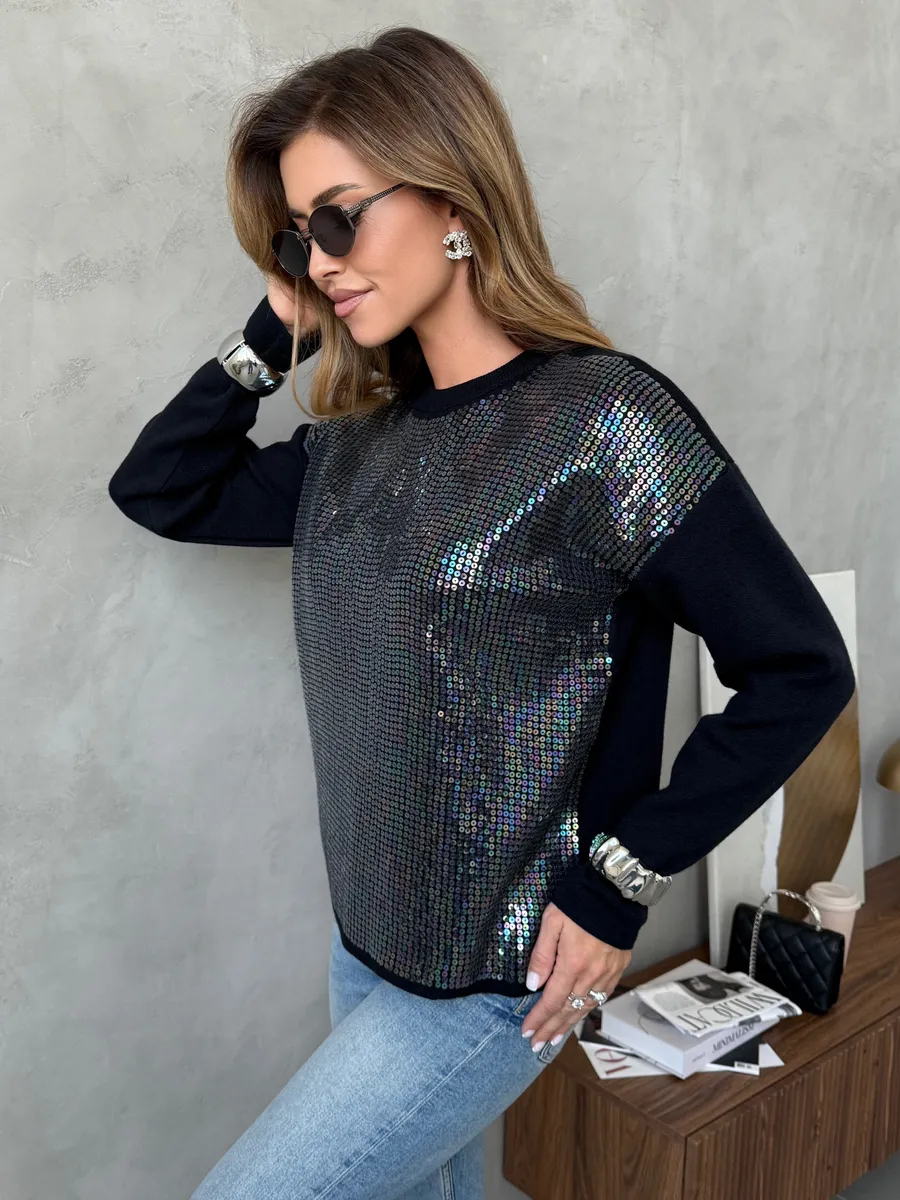 Черная кофта нарядная оверсайз осень