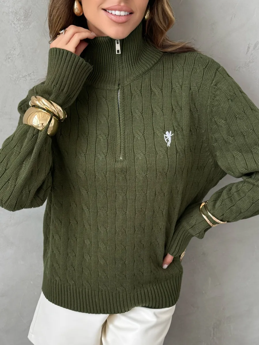 Хаки кофта теплая нарядная трикотажная