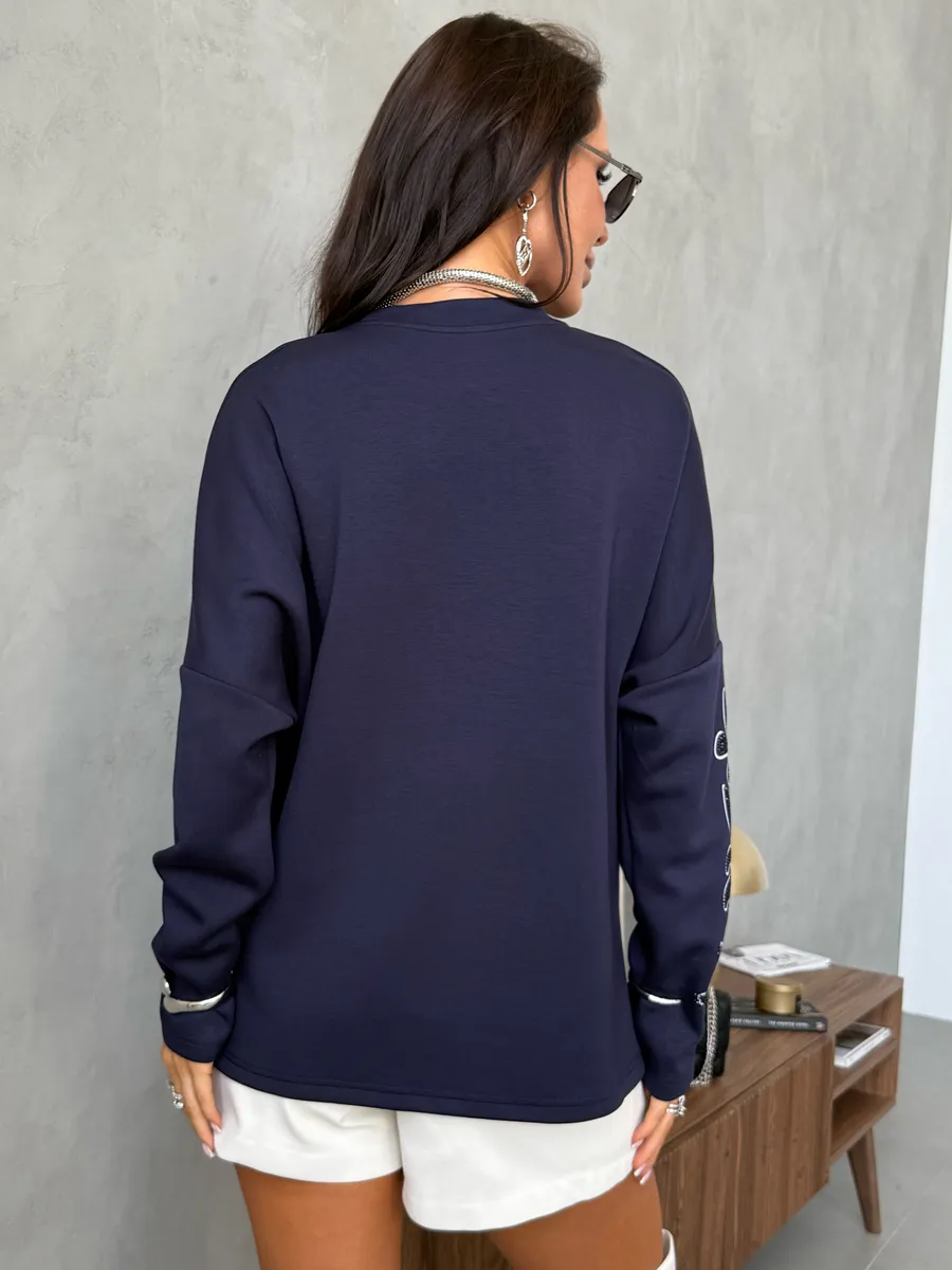 Синяя кофта теплая нарядная оверсайз