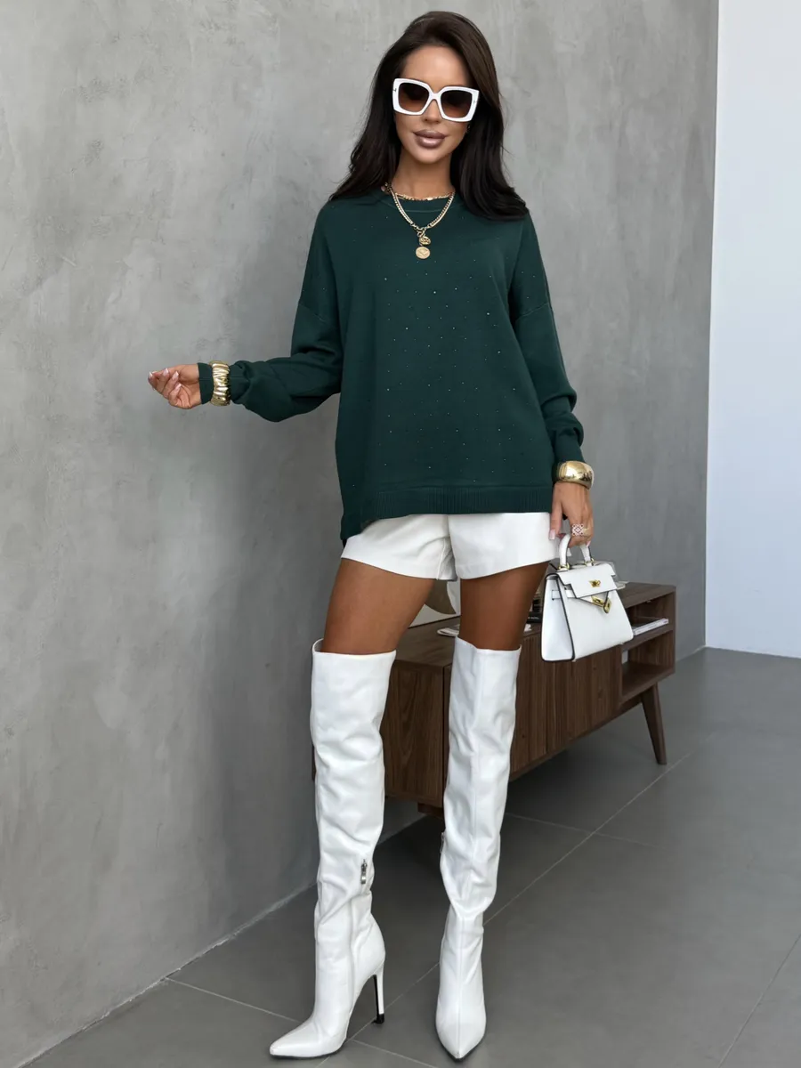 Зеленая кофта теплая нарядная