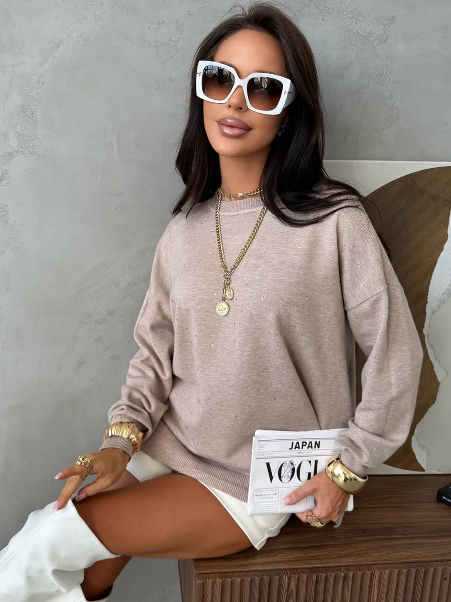 Бежевая кофта теплая нарядная