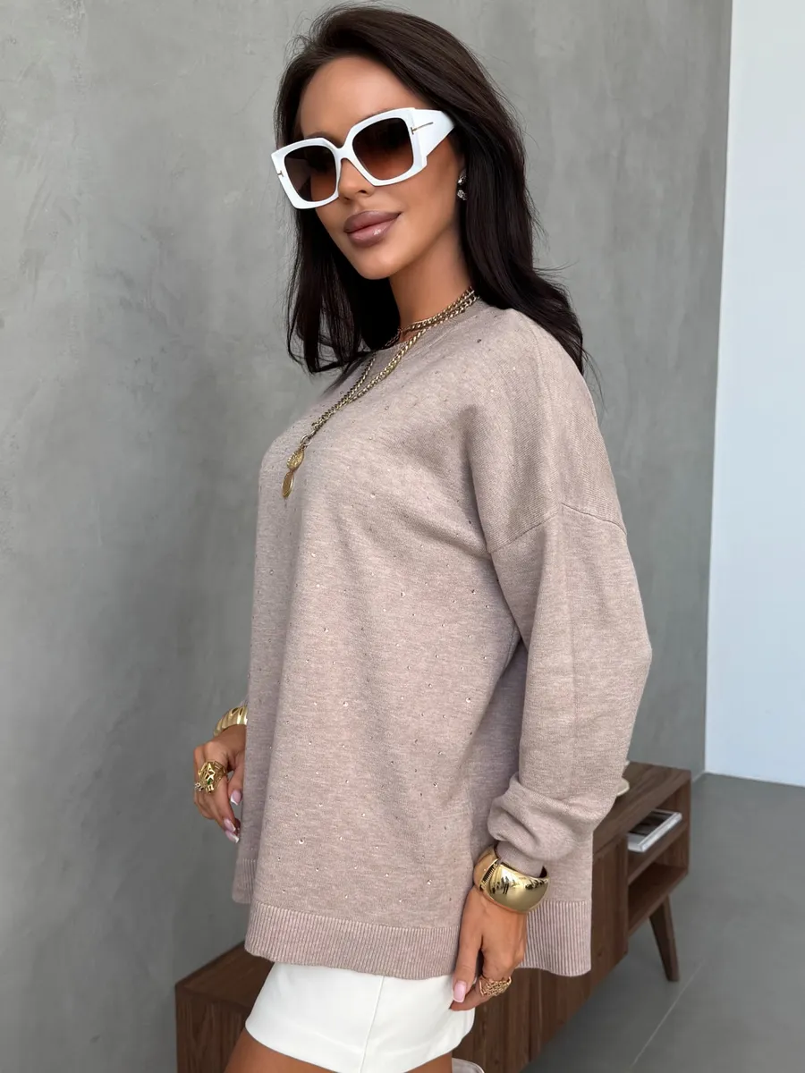 Бежевая кофта теплая нарядная