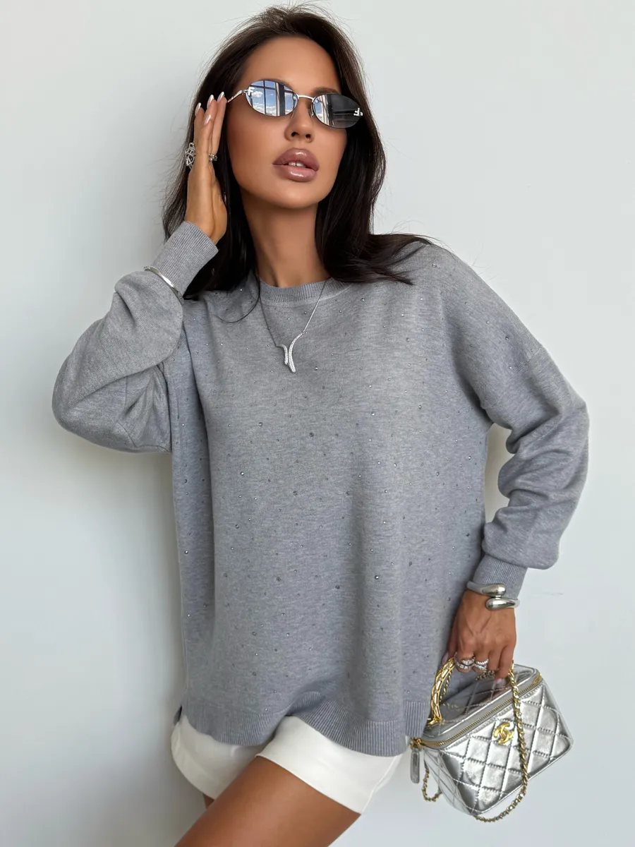 Серая кофта теплая нарядная