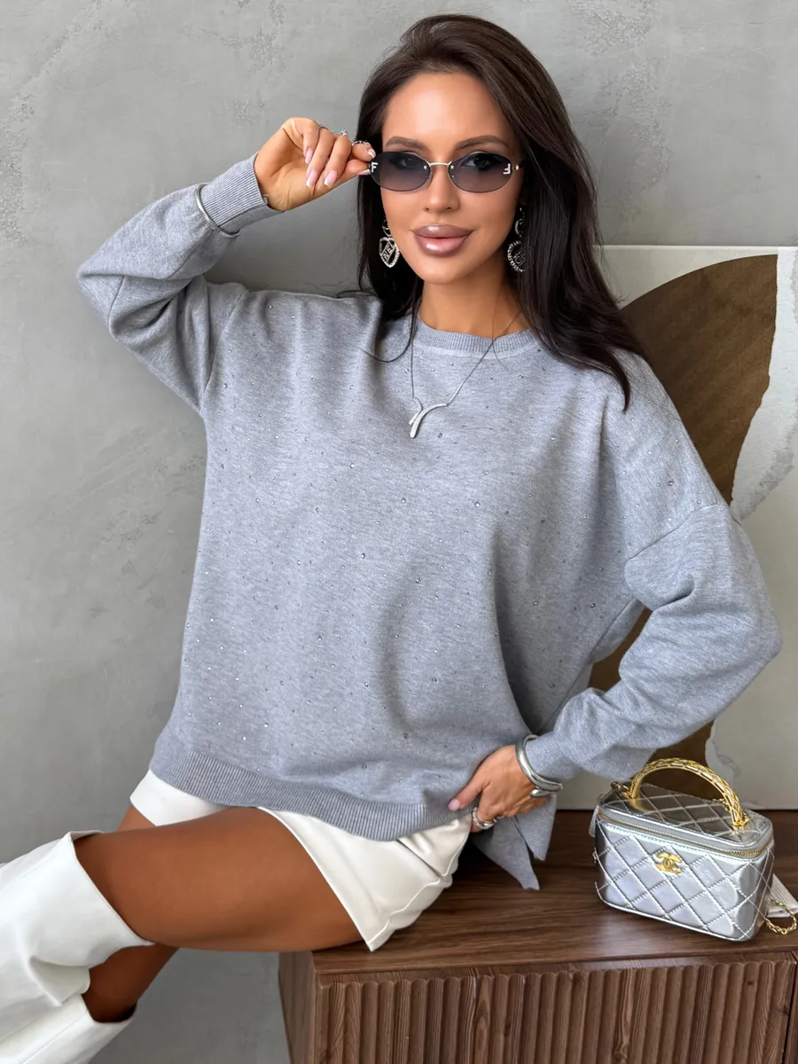 Серая кофта теплая нарядная