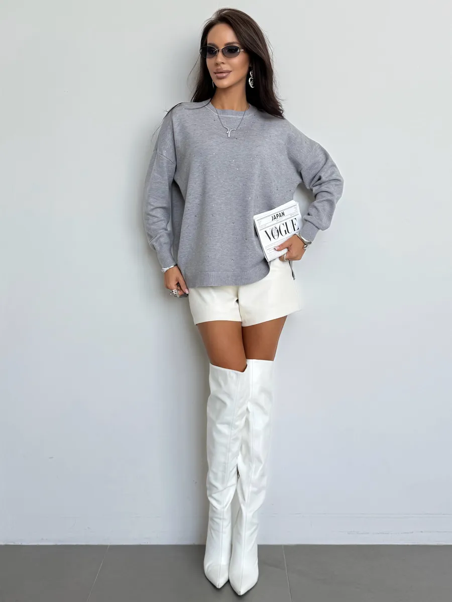 Серая кофта теплая нарядная