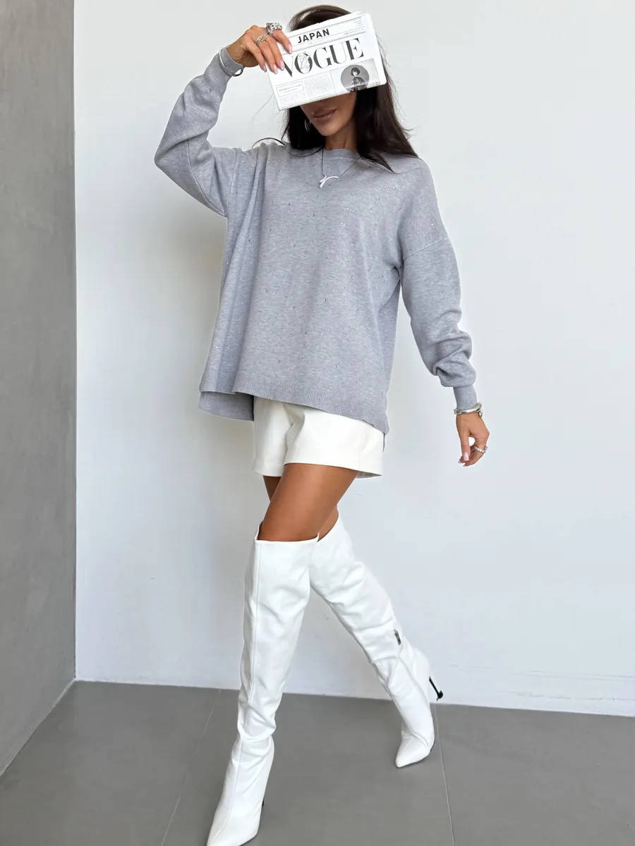 Серая кофта теплая нарядная