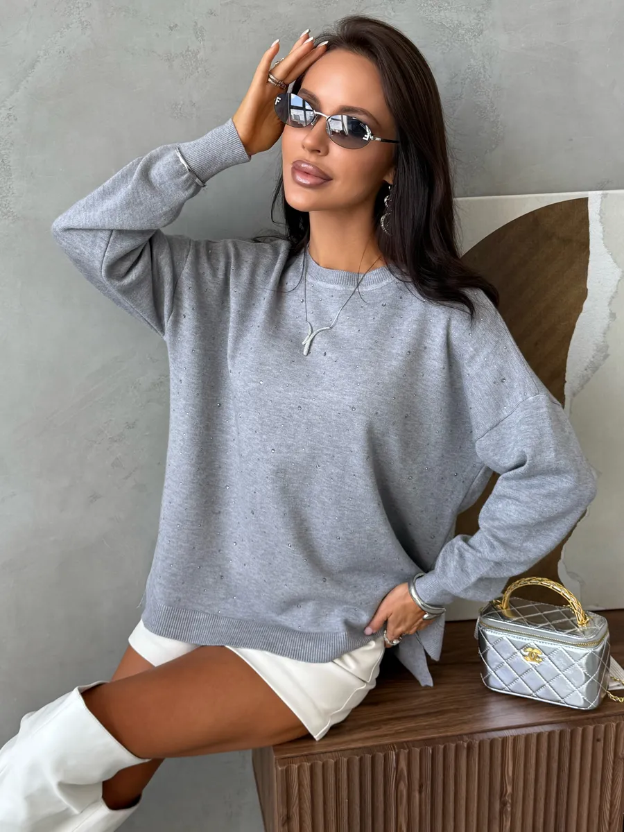 Серая кофта теплая нарядная