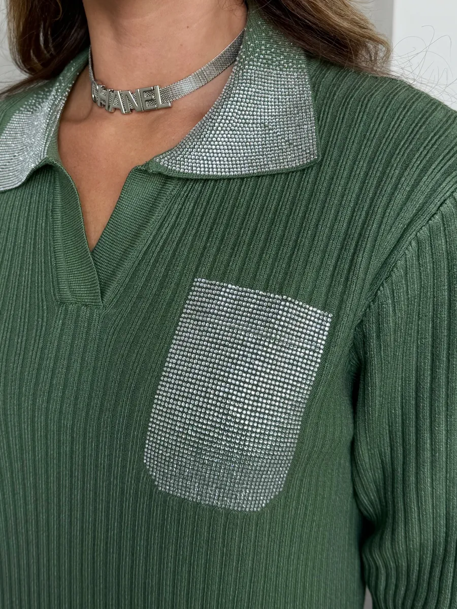 Зеленое платье осеннее теплое трикотажное лапша