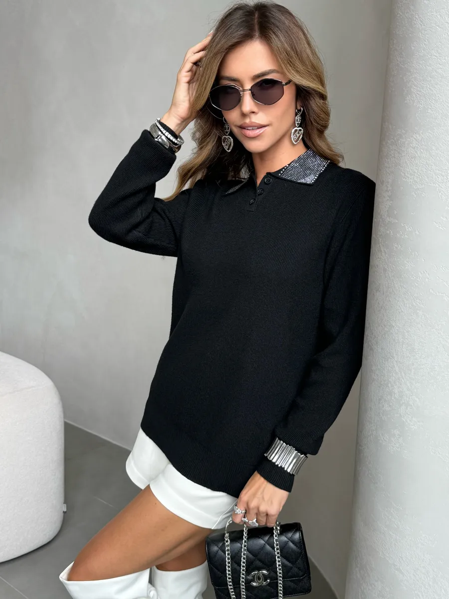 Черная кофта теплая трикотажная