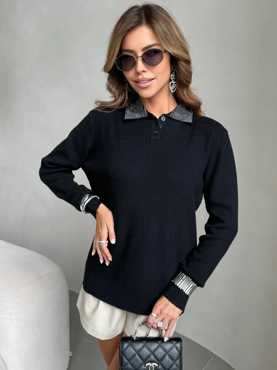 Черная кофта теплая трикотажная