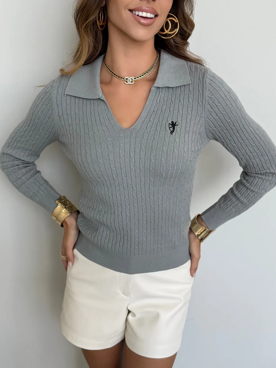 Серая кофта теплая трикотажная