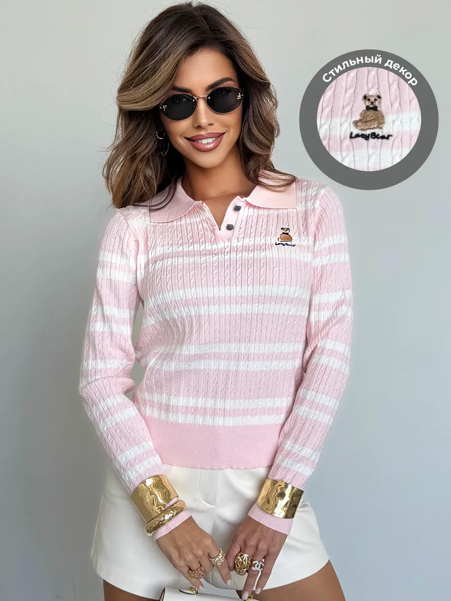 Кофта теплая нарядная в полоску