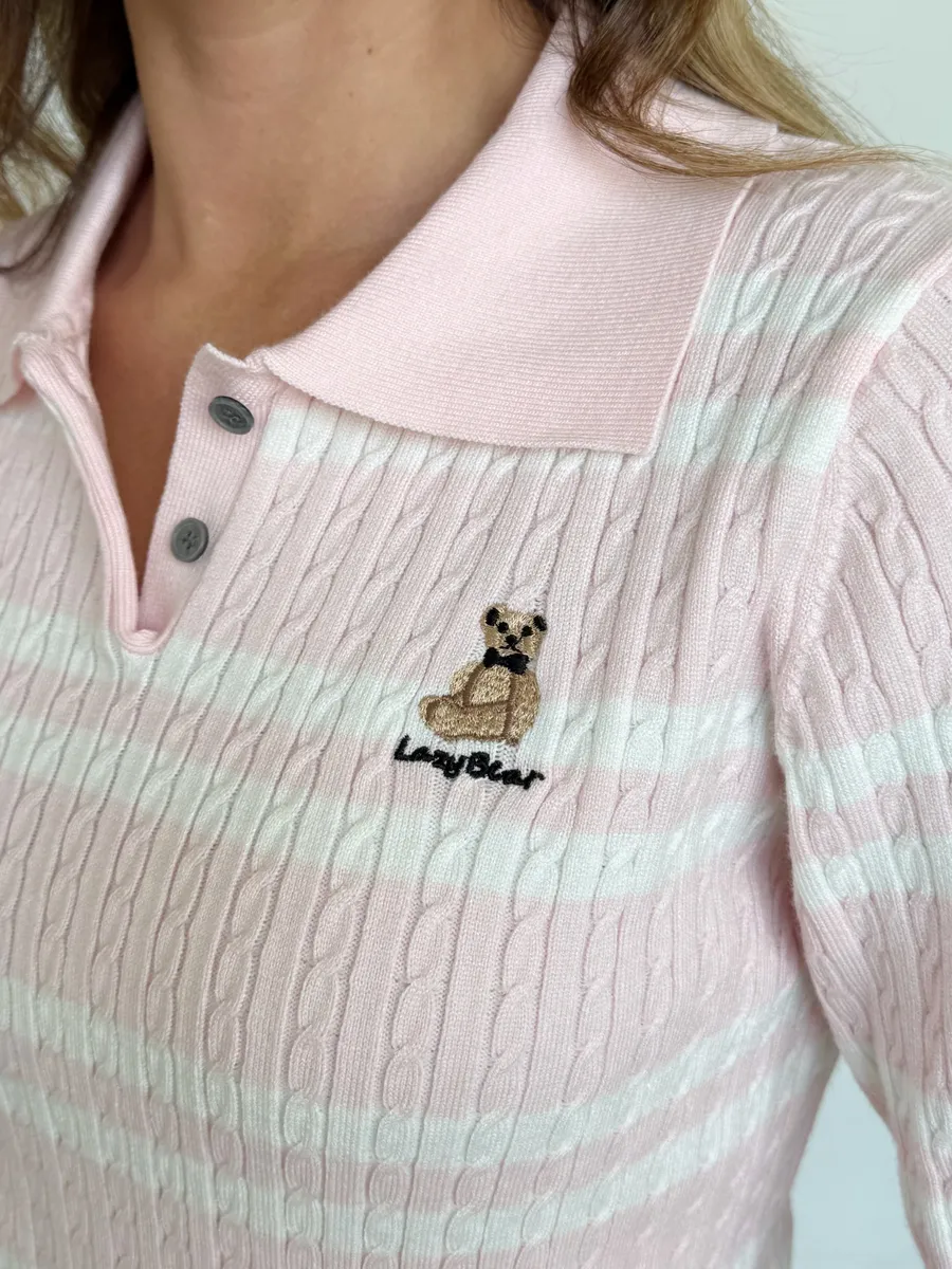 Розовая кофта теплая нарядная в полоску