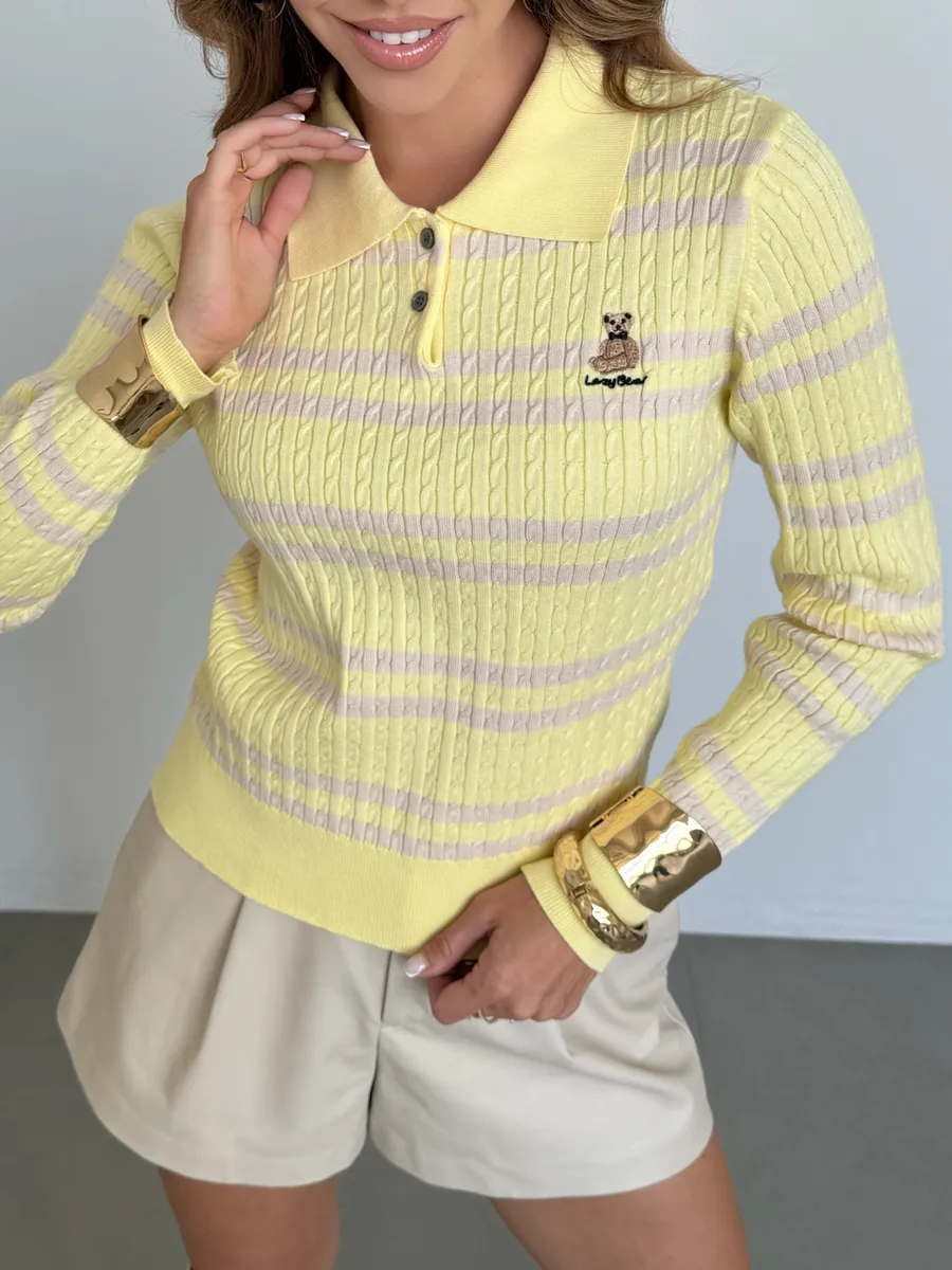 Желтая кофта теплая нарядная в полоску