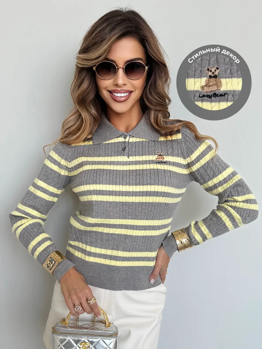 Кофта теплая нарядная в полоску