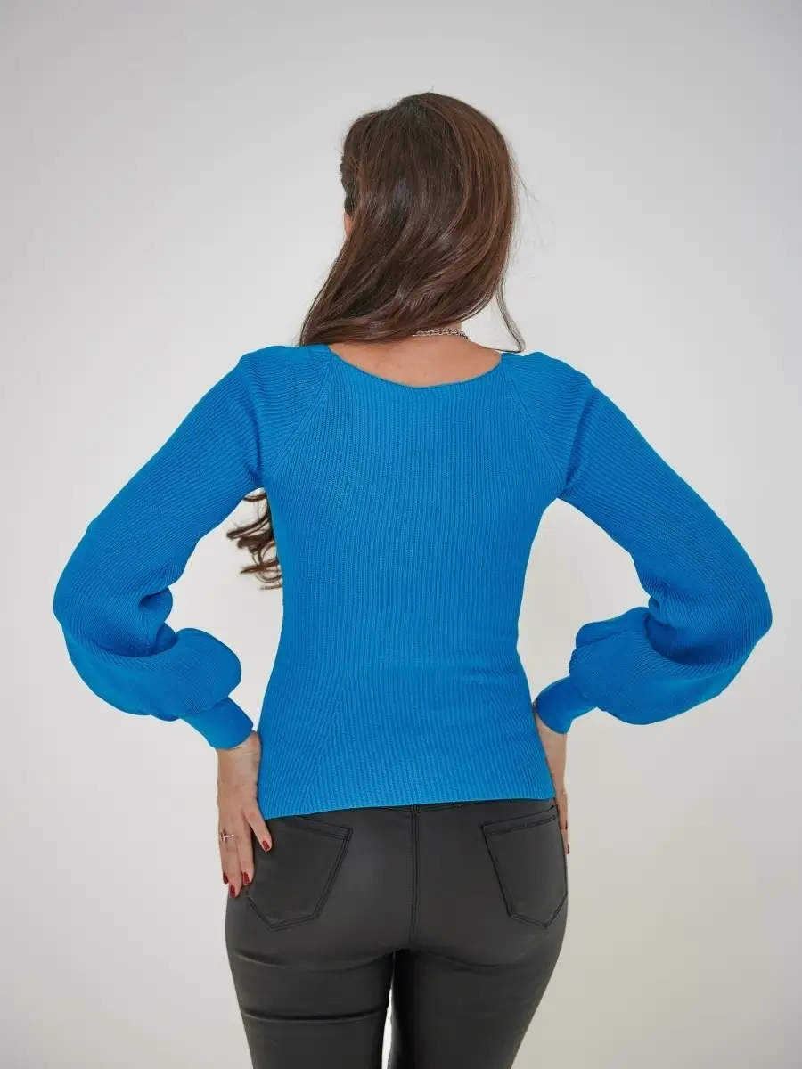 Синяя кофта женская с длинным рукавом новинки трикотажная