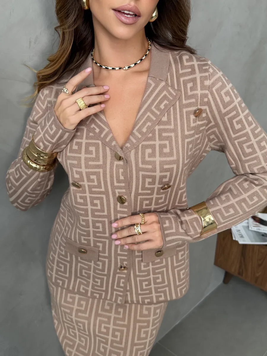 Капучино теплый костюм с юбкой осенний трикотажный