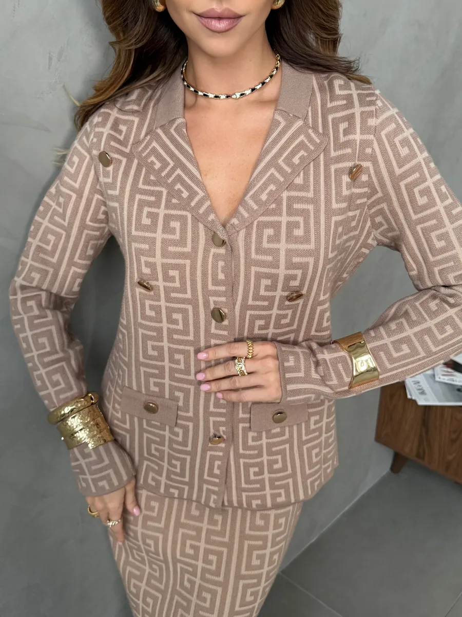 Капучино теплый костюм с юбкой осенний трикотажный