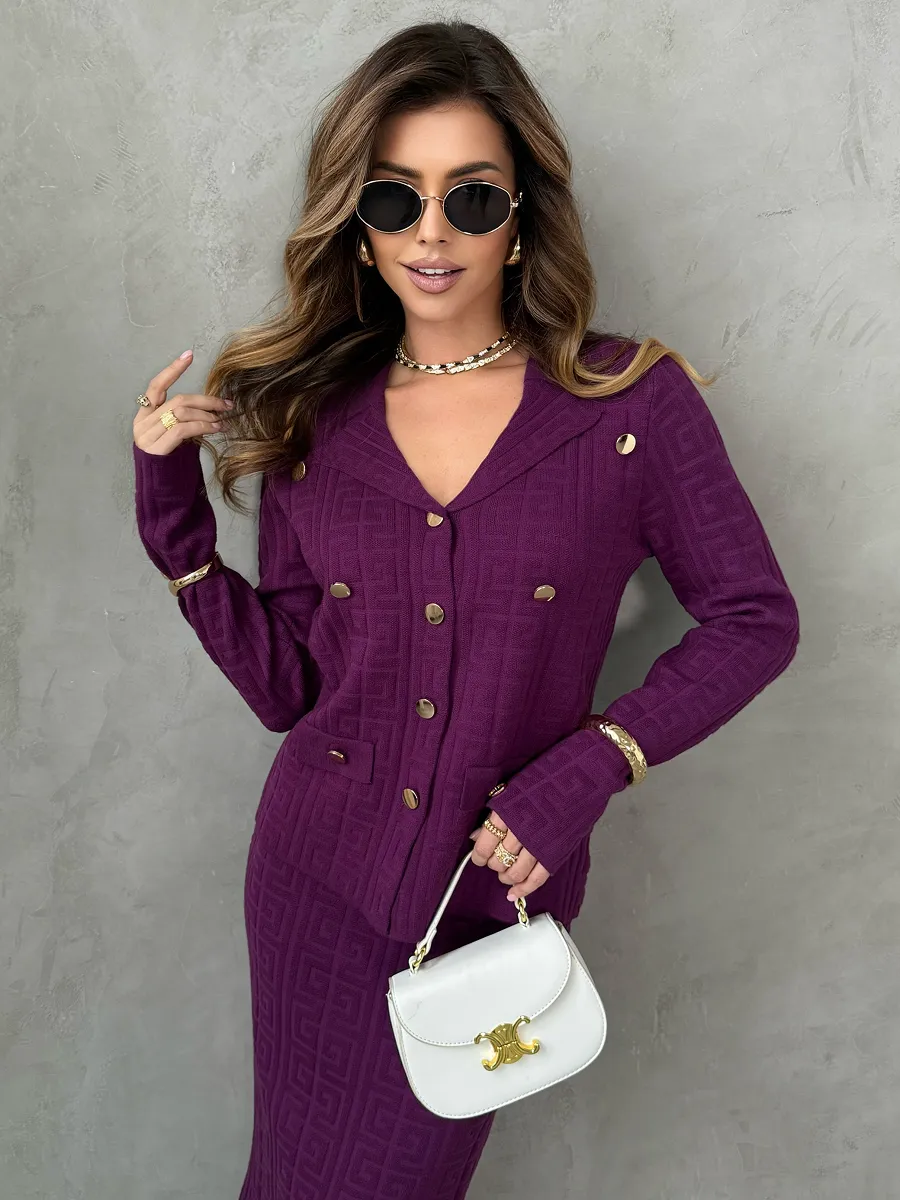 Бордовый теплый костюм с юбкой осенний трикотажный