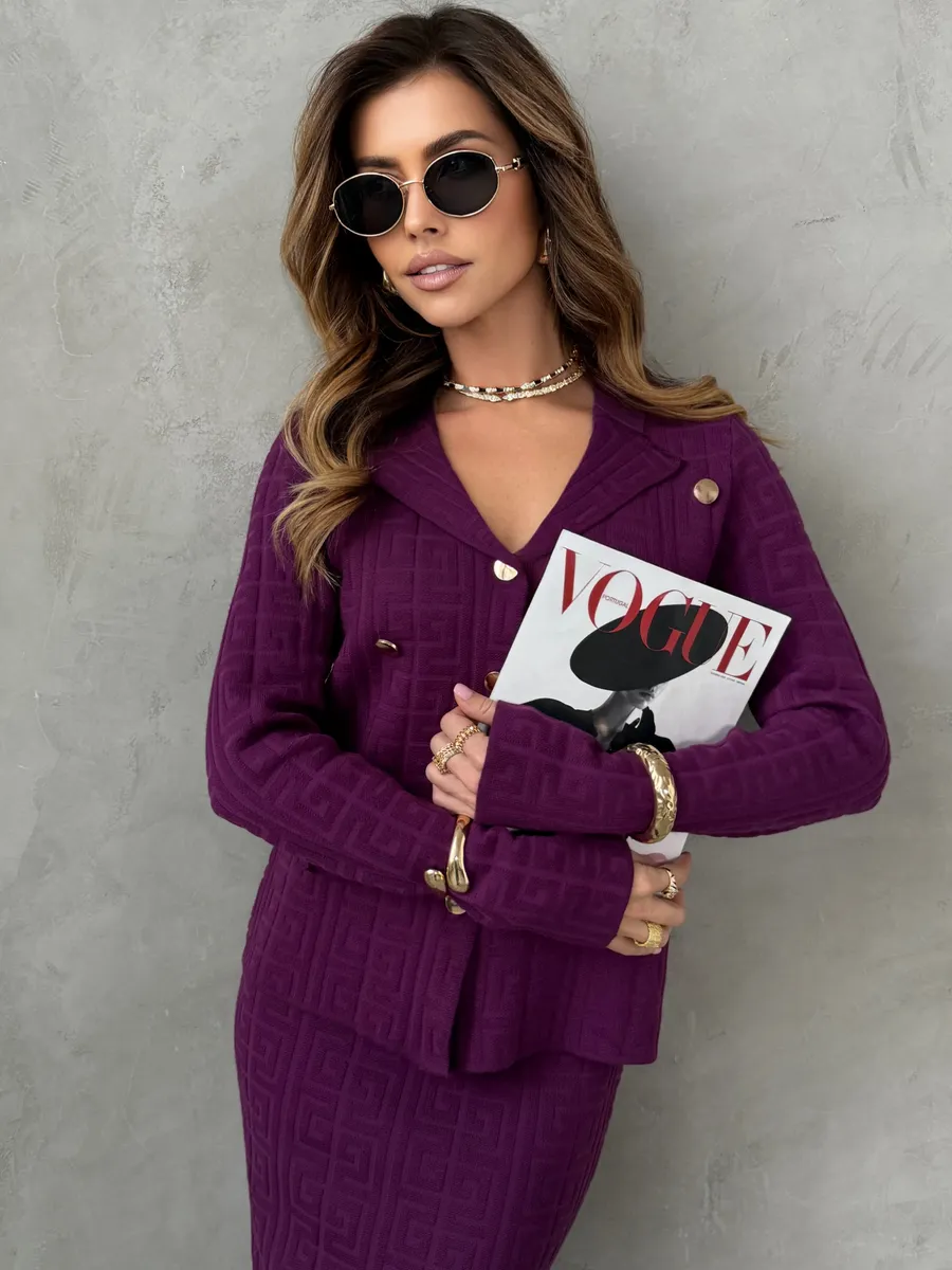 Бордовый теплый костюм с юбкой осенний трикотажный