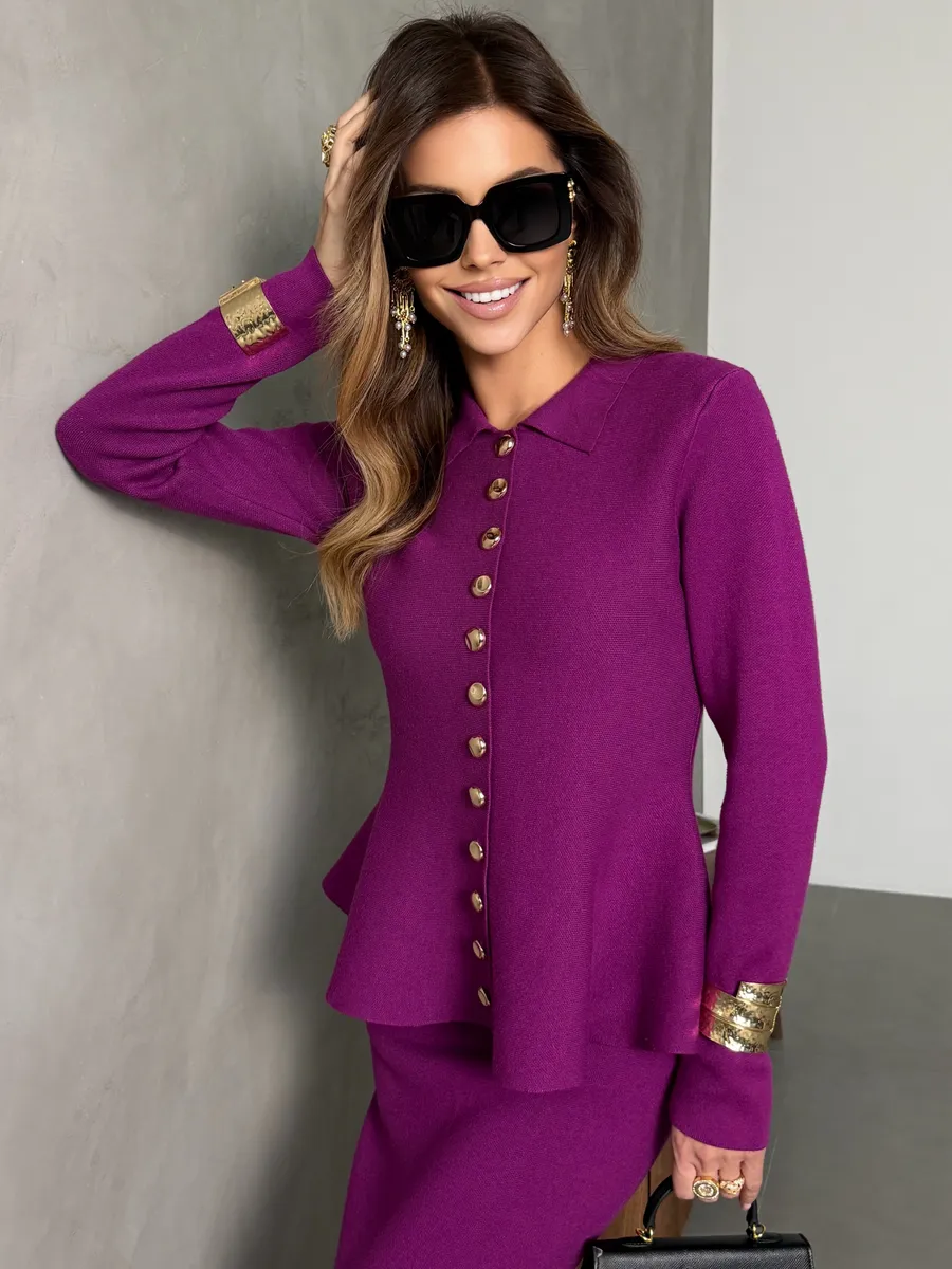 Костюм с юбкой теплый трикотажный