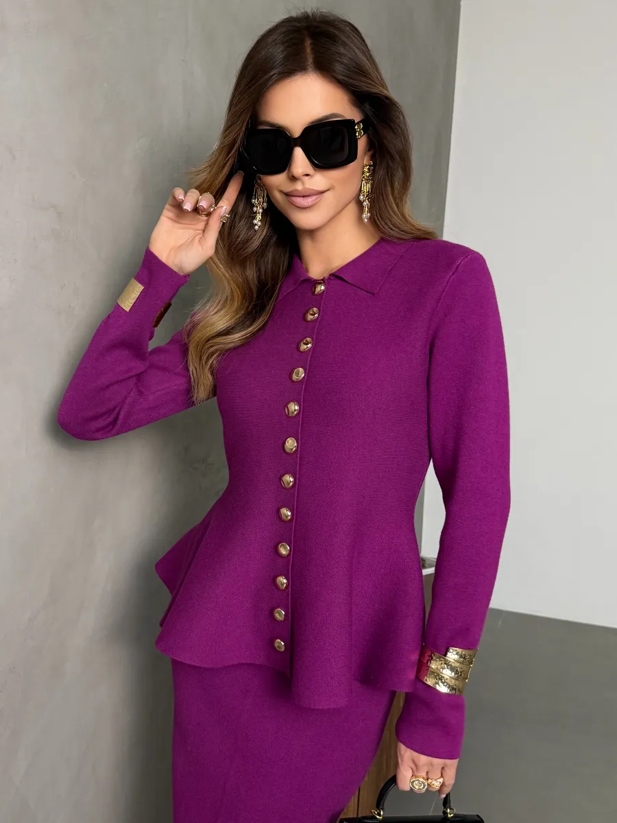 Костюм с юбкой теплый трикотажный