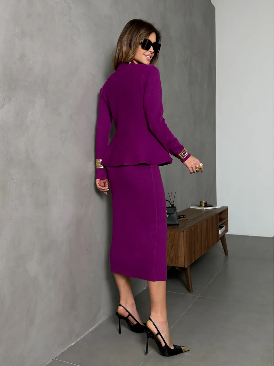 Костюм с юбкой теплый трикотажный