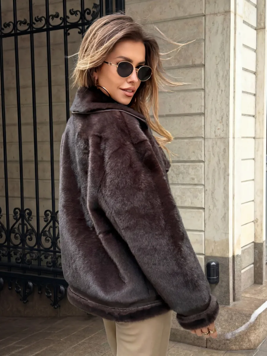 Шуба искусственная зимняя короткая дубленка