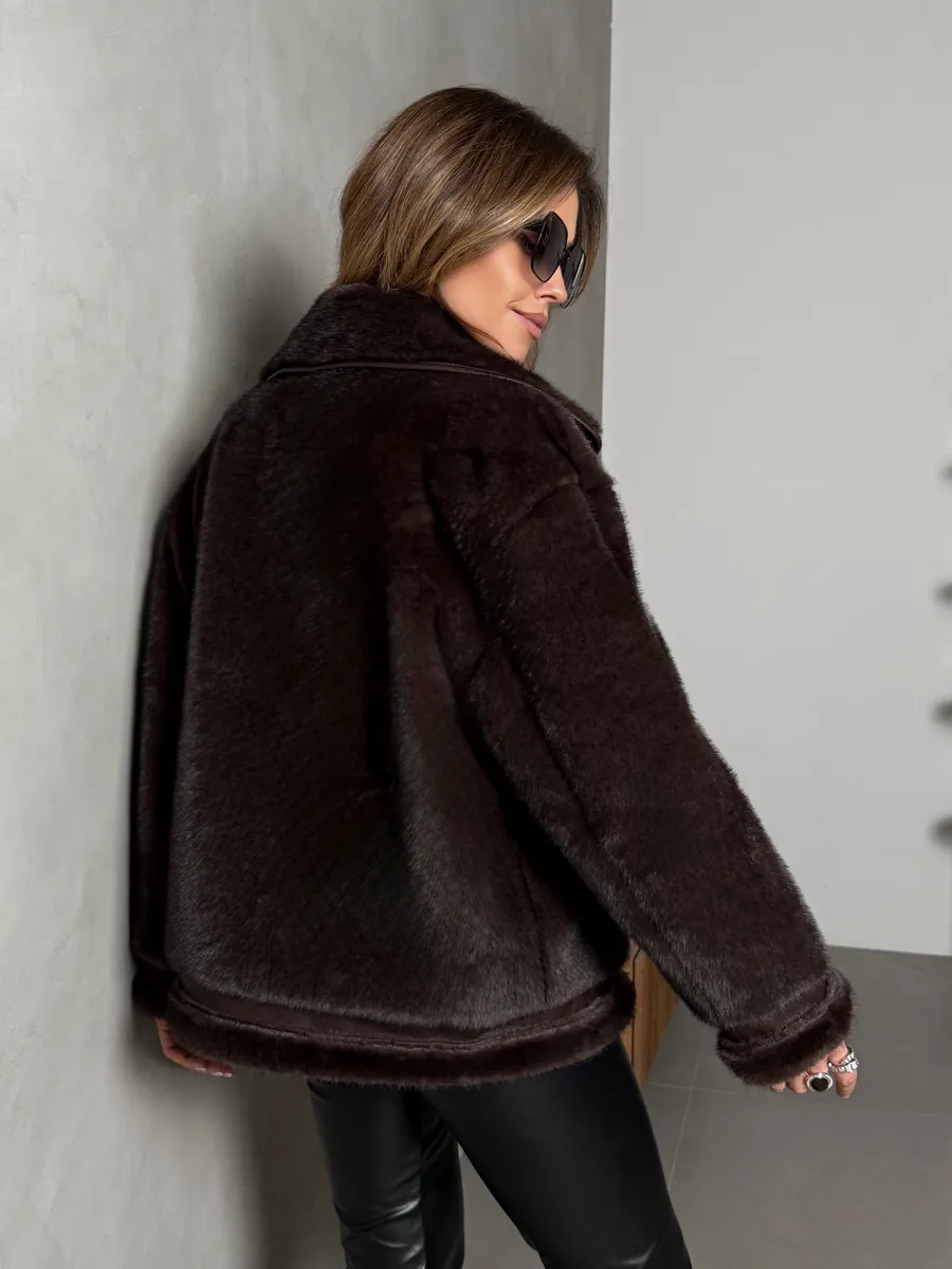 Шуба искусственная зимняя короткая дубленка