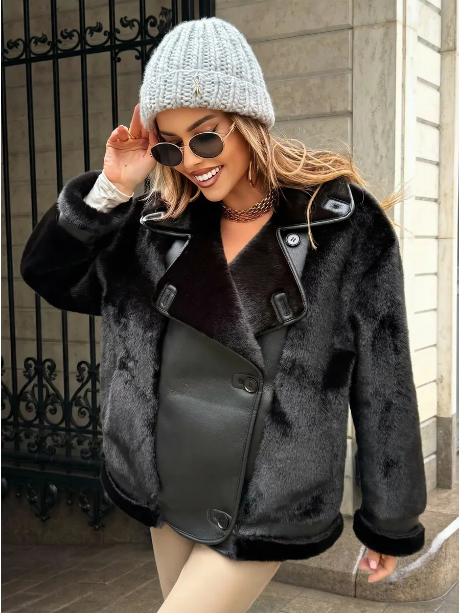 Шуба искусственная зимняя короткая дубленка