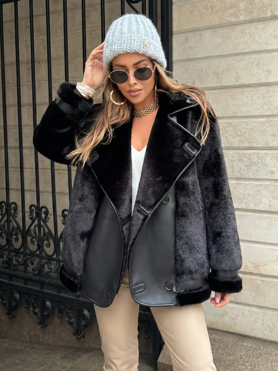 Шуба искусственная зимняя короткая дубленка