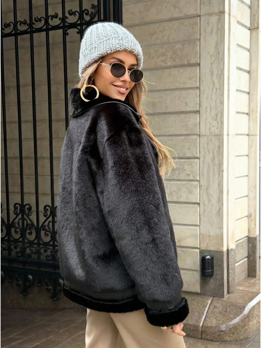 Шуба искусственная зимняя короткая дубленка