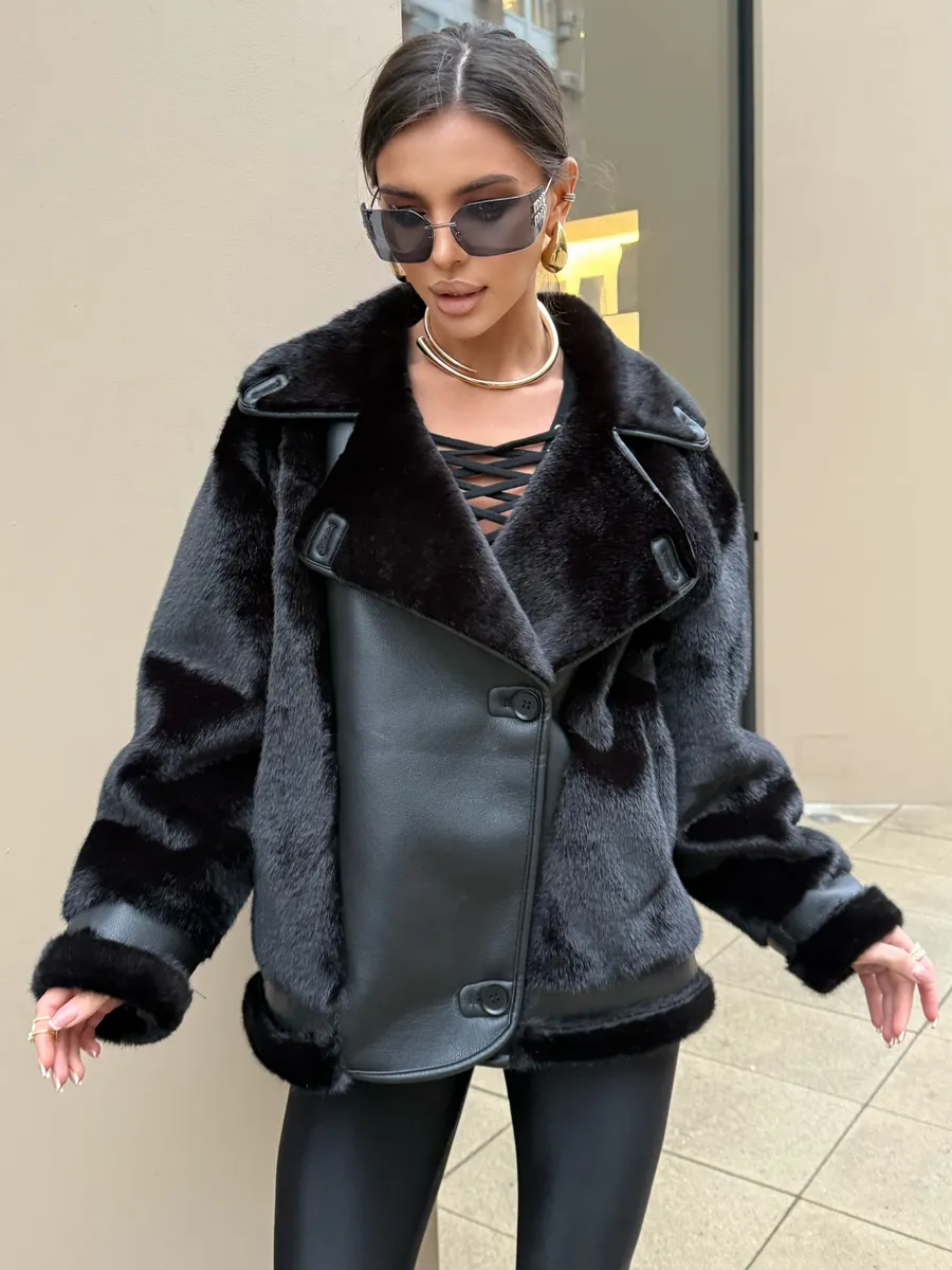 Шуба искусственная зимняя короткая дубленка