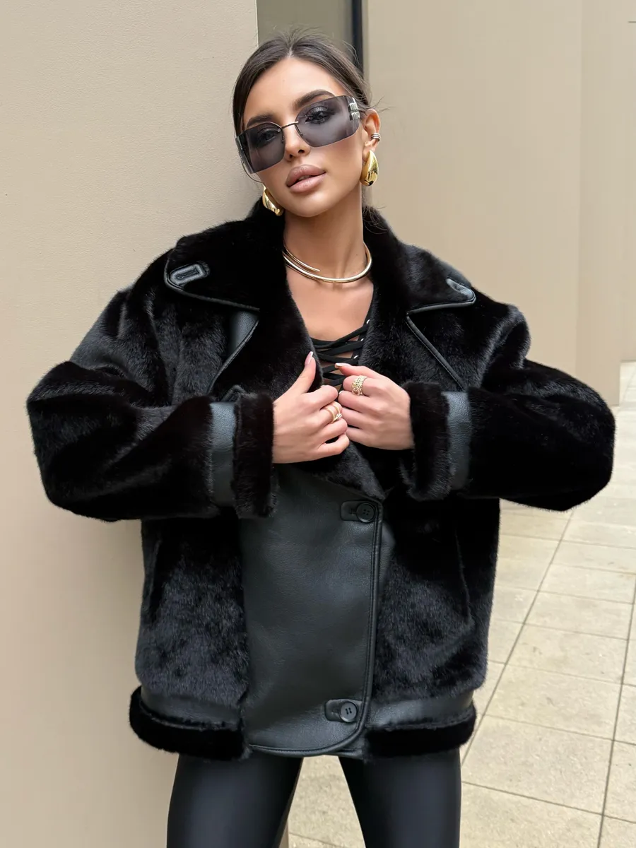 Шуба искусственная зимняя короткая дубленка