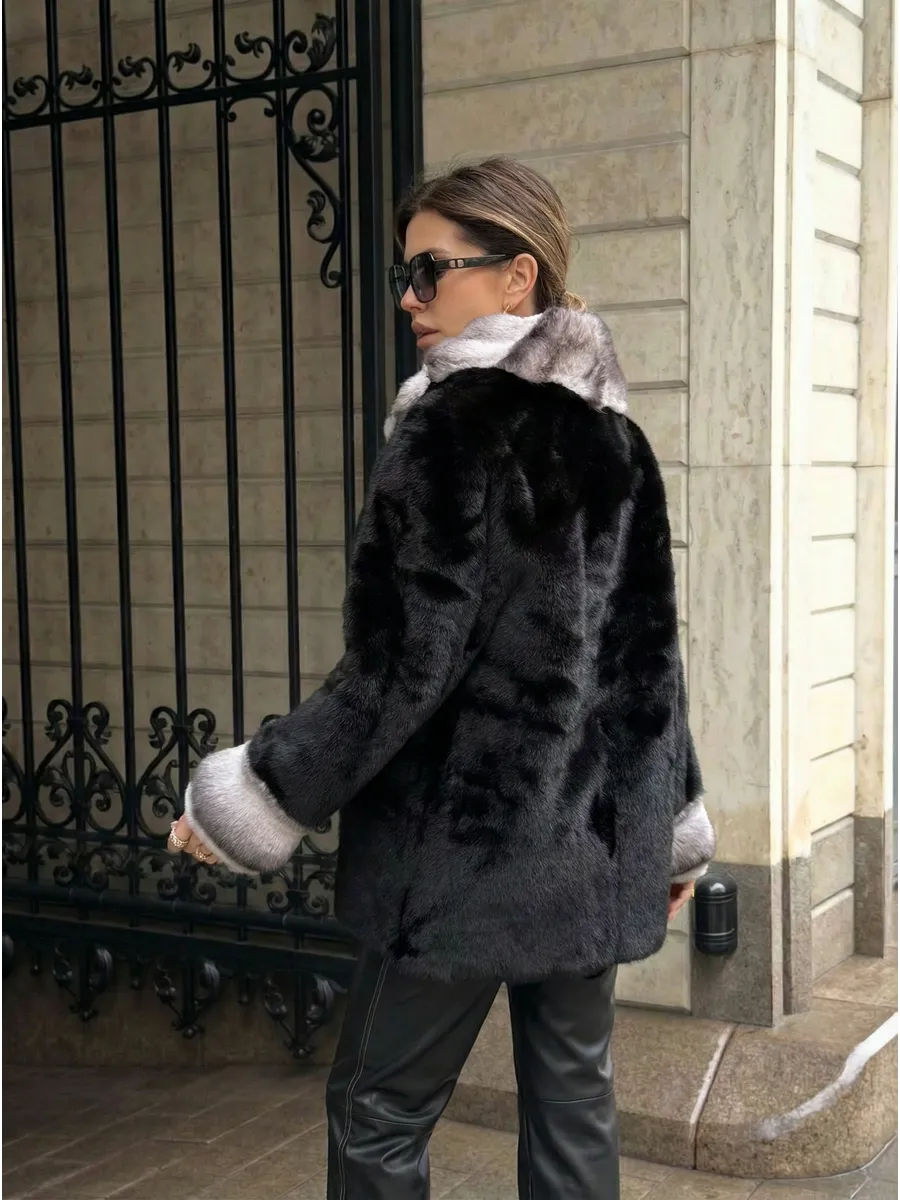 Черная шуба искусственная зимняя короткая