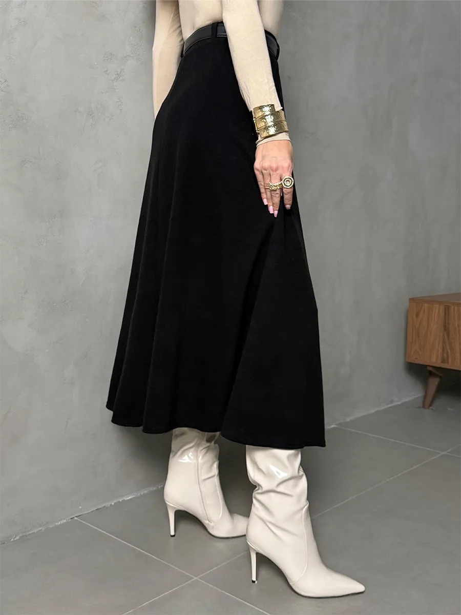 Черная юбка теплая длинная на осень и зиму