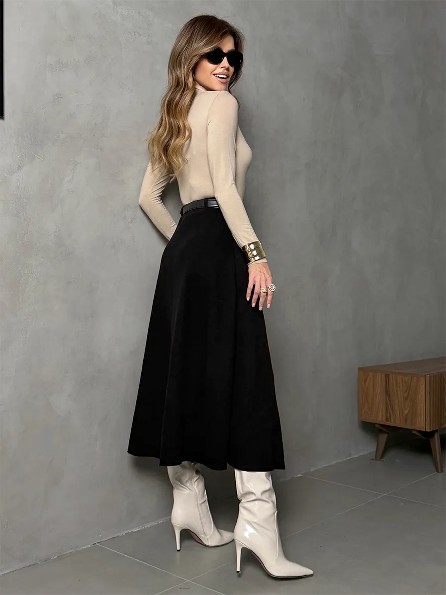 Черная юбка теплая длинная на осень и зиму