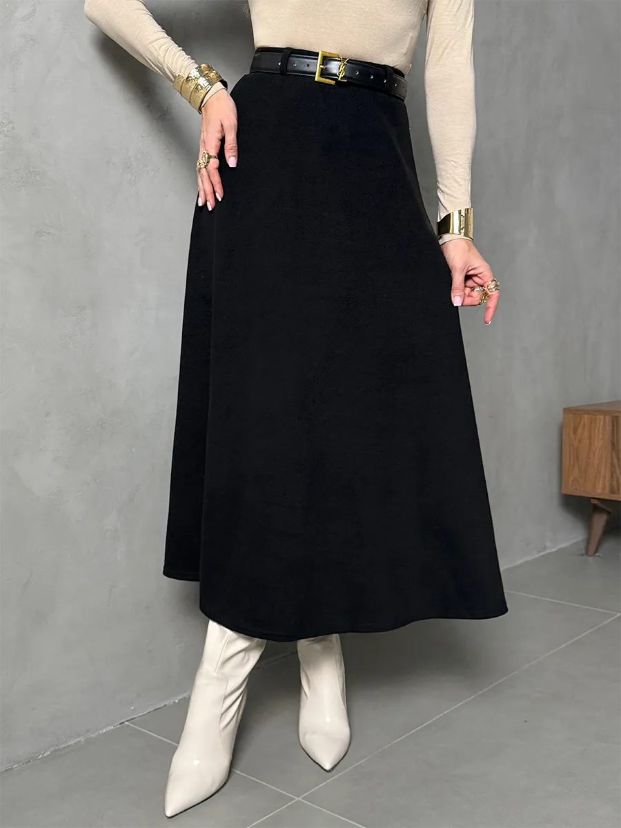 Черная юбка теплая длинная на осень и зиму