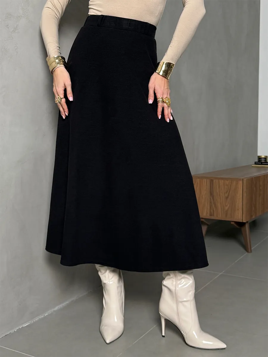 Черная юбка теплая длинная на осень и зиму